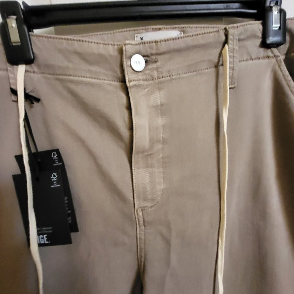 ANTHROPOLOGIE Paige Carly High-Rise Wide-Leg Jeans Moss Taupe Sz: 33 NWT - Picture 8 of 13